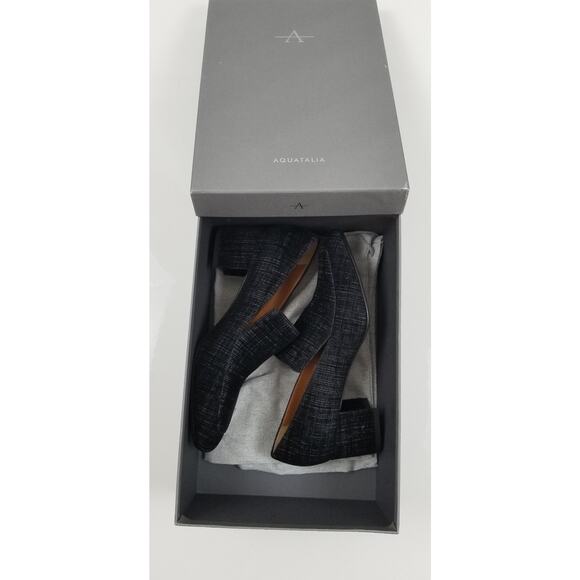 Aquatalia Jilianne Devoure Anthracite Black Suede Textured Pumps 7.5 NIB $395 - Picture 6 of 8